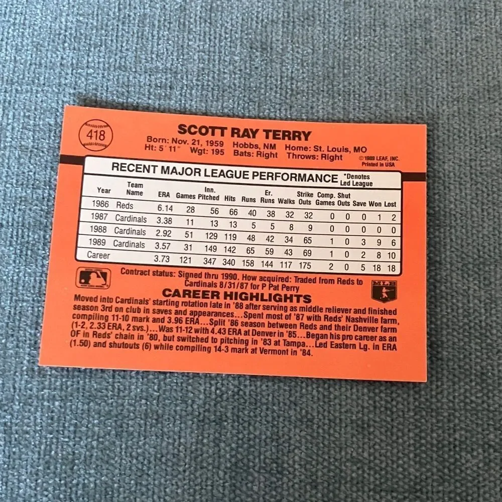 1990 Donruss St. Louis Cardinals Baseball Card Trading Card